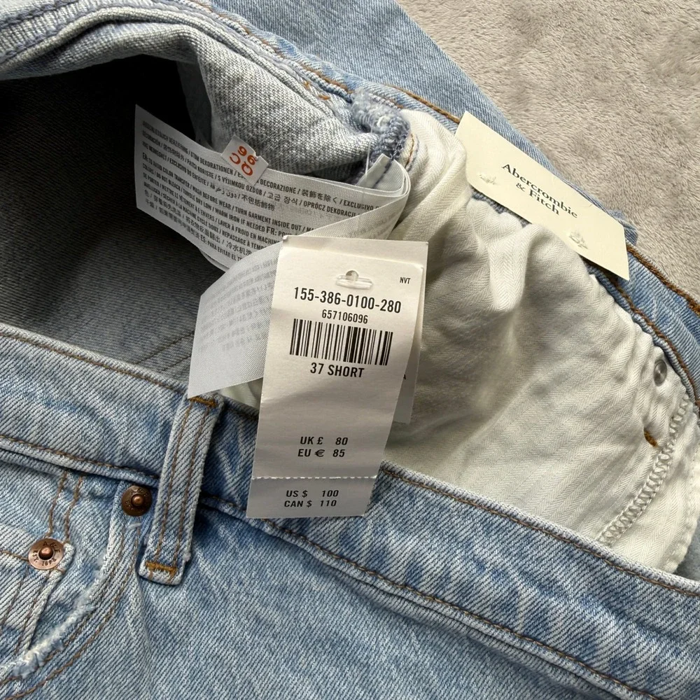 Abercrombie & Fitch The 90s Straight Jeans Womens 24 Short Light Wash Distressed
